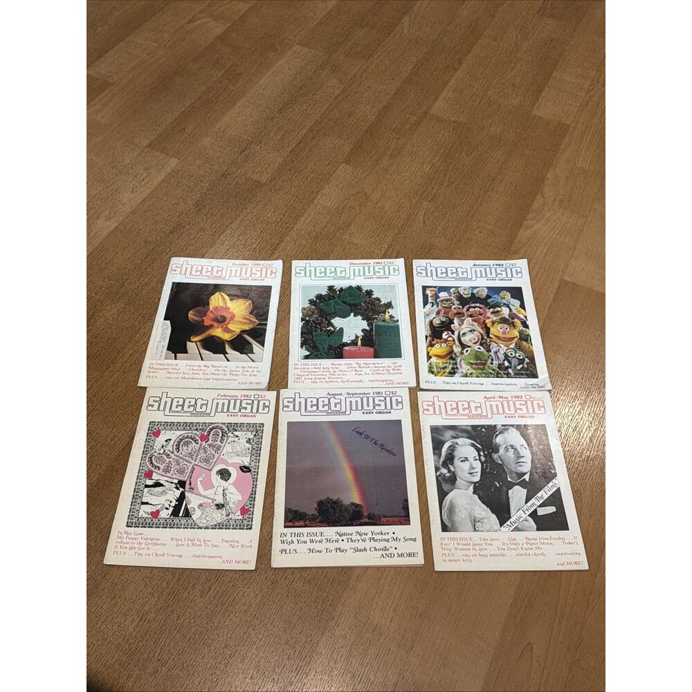 6 Episodes Sheet Music Magazine VTG Organ Piano 1981-1982 Easy Organ Holidays